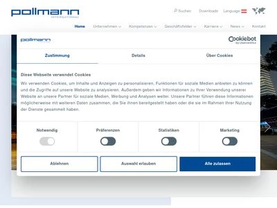 Website von Pollmann International GmbH