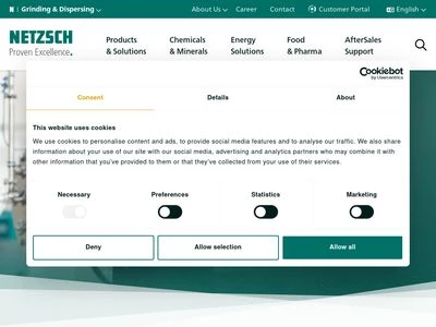 Website von NETZSCH-Feinmahltechnik GmbH