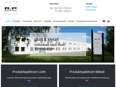 Website von RvP Technische Leuchten Rudolf von Prusky GmbH