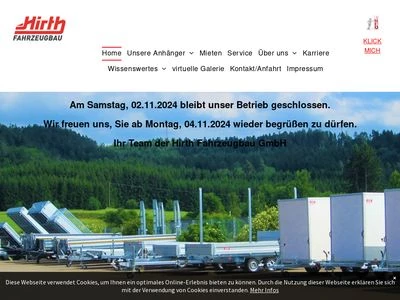 Website von Hirth Fahrzeugbau GmbH