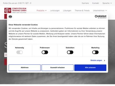 Website von COT Computer OEM Trading GmbH