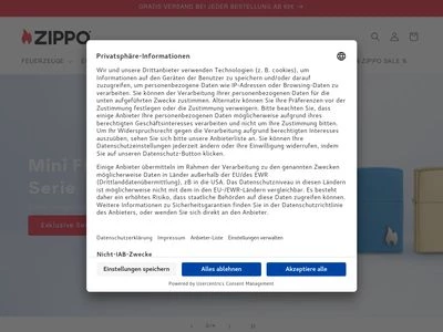 Website von Zippo GmbH