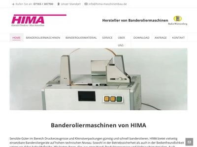 Website von HIMA Harald Hinderer Maschinenbau