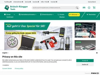 Website von Brütsch/Rüegger Tools GmbH Deutschland