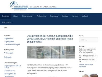 Website von Redemann Lagertechnik