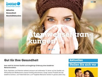 Website von bene-Arzneimittel GmbH