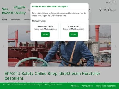 Website von EKASTU Safety GmbH