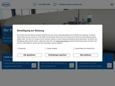 Website von Alfred Schneider GmbH & Co. Tankbau KG