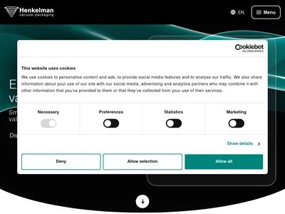 Website von Henkelman Vacuum Systems