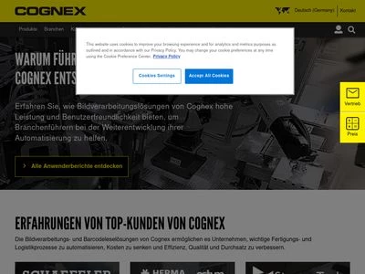 Website von Cognex Germany