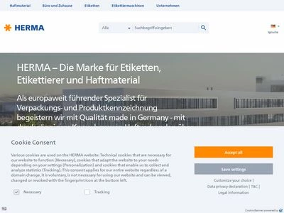 Website von HERMA GmbH