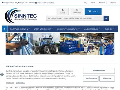 Website von Sinntec Schmiersysteme GmbH