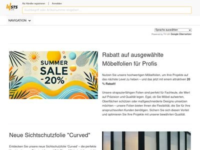 Website von STS-Sonnenschutztechnik