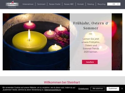 Website von Gebr. Steinhart Wachswarenfabrik GmbH & Co. KG