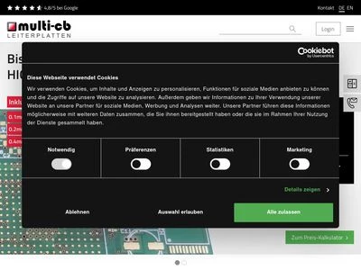 Website von Multi Leiterplatten GmbH