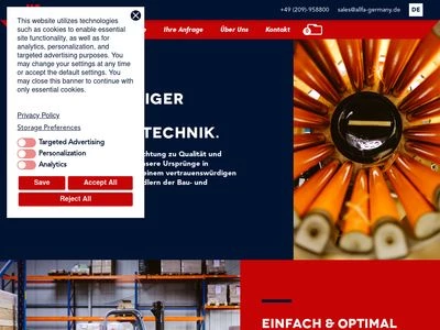 Website von allfa Dübel GmbH