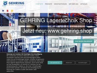 Website von Gehring Lagertechnik GmbH