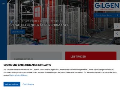 Website von Gilgen Logistics AG