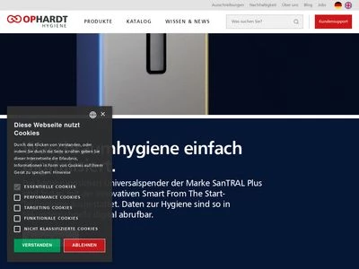 Website von Ophardt Product GmbH + Co. KG