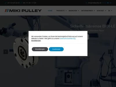 Website von Miki Pulley Europe AG