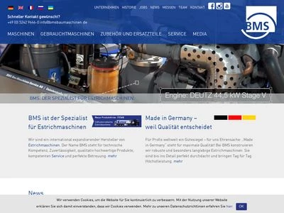 Website von BMS Bau-Maschinen-Service AG