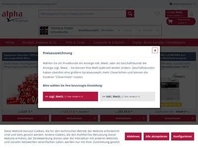 Website von alpha Manfred Wenzel GmbH & Co. KG