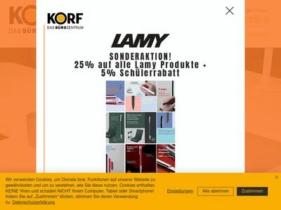 Website von Korf Bürozentrum GmbH