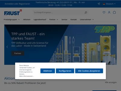 Website von Faust Laborbedarf AG