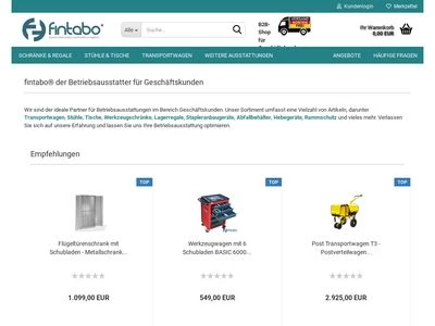 Website von fintabo® betriebsausstattungen