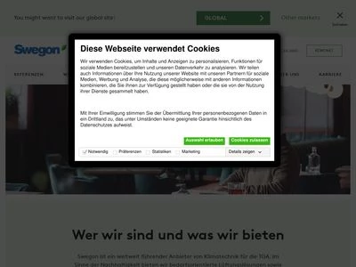 Website von Swegon Germany GmbH