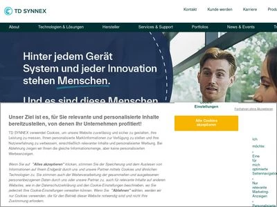 Website von TD SYNNEX Germany GmbH & Co. OHG