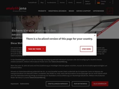 Website von Analytik Jena Aktiengesellschaft