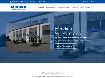 Website von Günther Fleischereibedarf GmbH