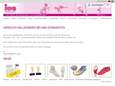 Website von IWA-Gymnastikschuhe GmbH & Co KG