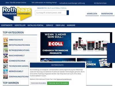 Website von Rothhaas Technischer Fachhandel GmbH