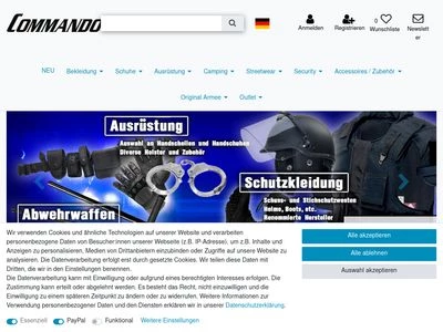 Website von Commando-Industries Textilhandels GmbH