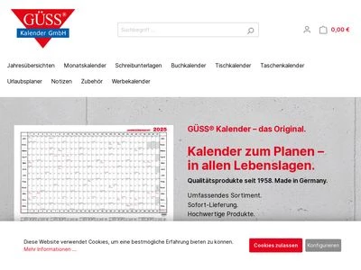 Website von GÜSS Kalender GmbH