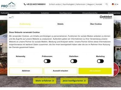 Website von Pro-Tent GmbH