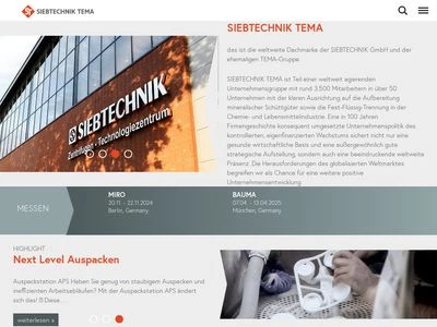 Website von SIEBTECHNIK GmbH