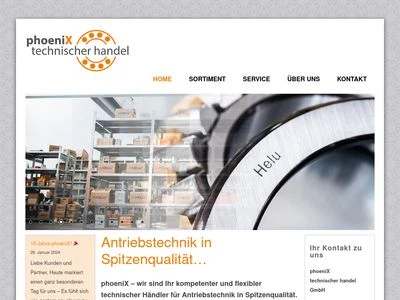 Website von phoeniX technischer handel GmbH