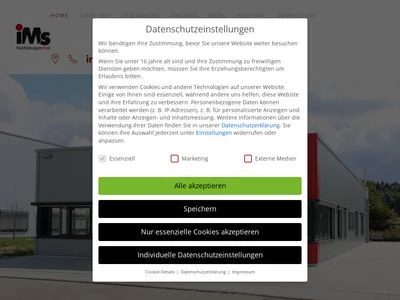 Website von ims Handhabungstechnik GmbH