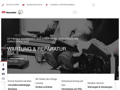 Website von PM Atemschutz GmbH