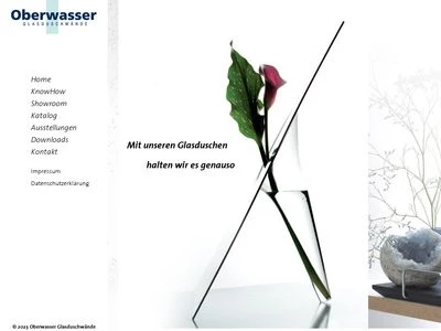 Website von Oberwasser Glasduschwände