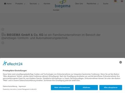 Website von BIEGEMA GmbH & Co. KG