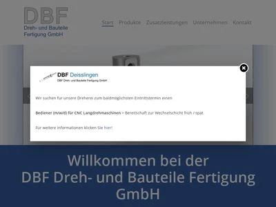 Website von DBF Dreh- und Bauteile Fertigung GmbH