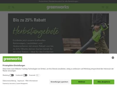 Website von Greenworks Tools Europe GmbH