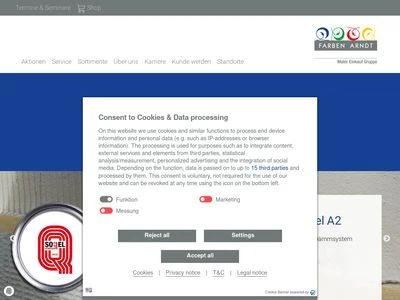 Website von Farben Arndt GmbH & Co. KG