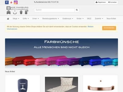 Website von Bade Hamburg Bestattungsbedarf