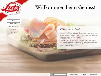 Website von Lutz Fleischwaren - zur Mühlen ApS & Co. KG