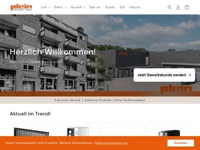 Website von Plein Elektro-Großhandel GmbH & Co. KG